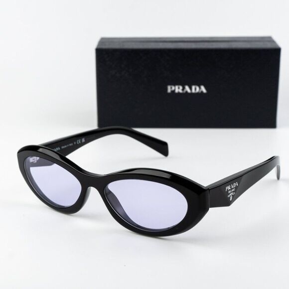 NEW Prada PR26ZS 16K40J Black Violet Oval Women Sunglasses PR 26ZS - Picture 1 of 9